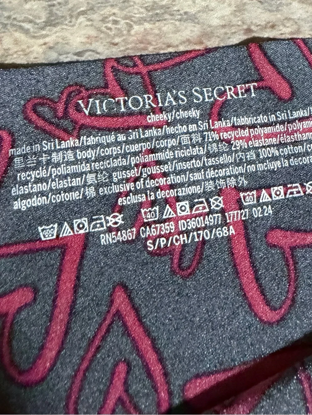 Victoria's Secret Black & Red Heart Print Cheeky Panty